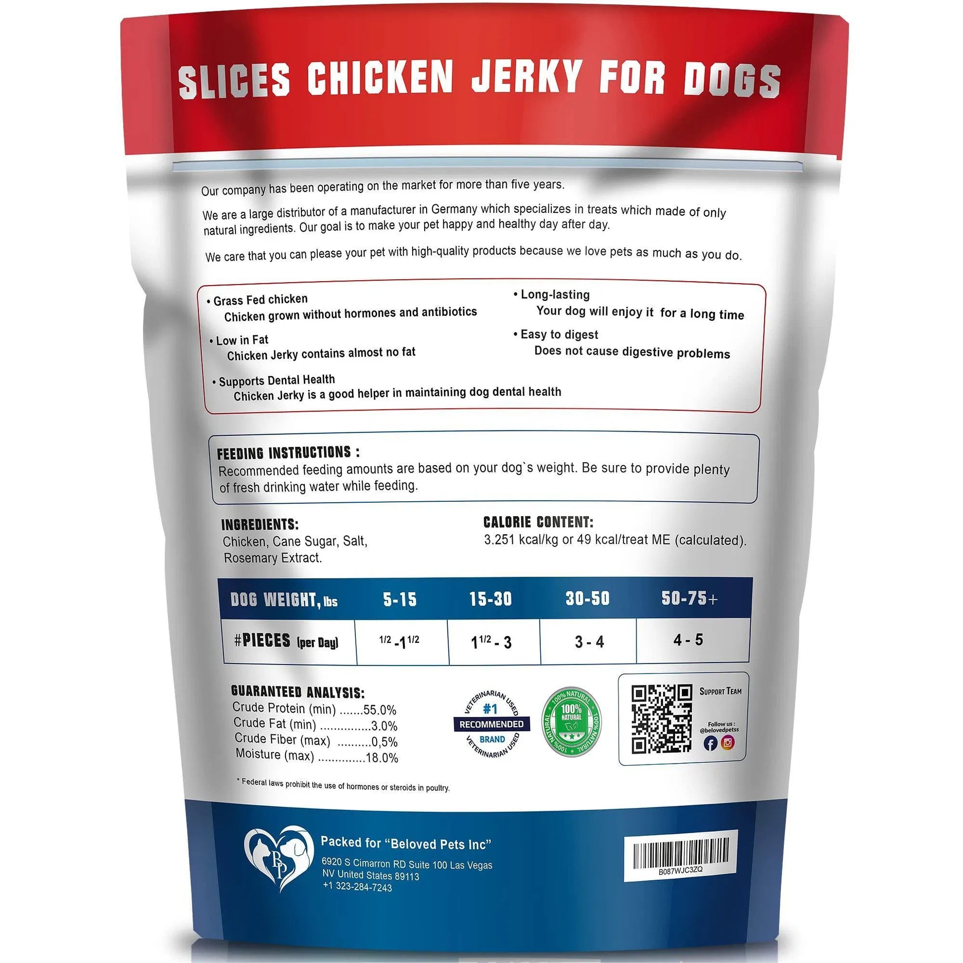 KFX-3730877 Chicken Jerky Dog Treats, 1.5 Lb - All Natural, Grain Free, High Protein Snack for Dogs of All Sizes