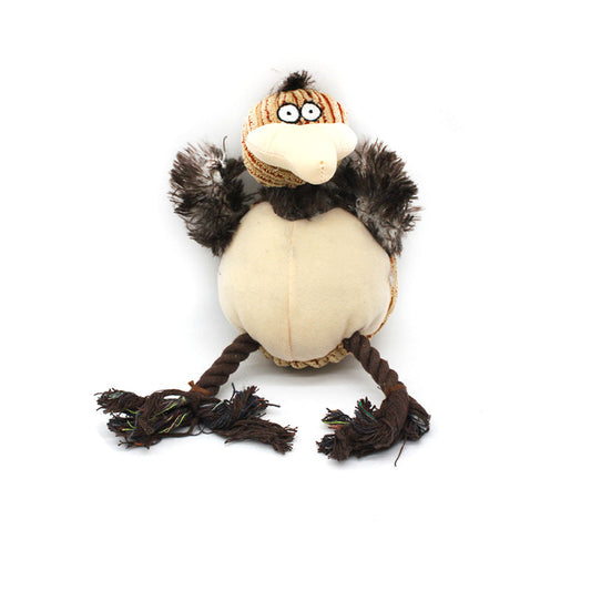 KFX-3731645 Three-Color Corduroy Bird Plush Toy with Cotton Rope for Healthy Gnawing and Vocalizing - 18CM Height
