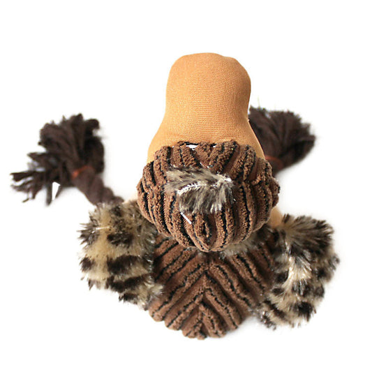 KFX-3731645 Three-Color Corduroy Bird Plush Toy with Cotton Rope for Healthy Gnawing and Vocalizing - 18CM Height