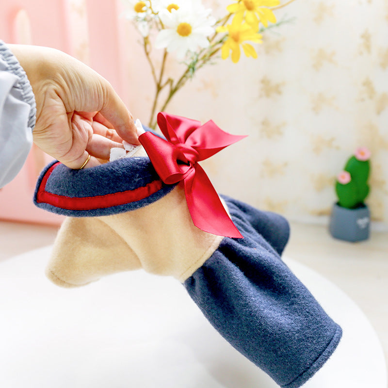 KFX-3733181 Navy Blue Bow Princess Skirt for Dogs and Cats, Comfortable Polyester Outfit
