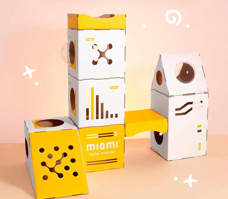 KFX-3734077 Eco-Friendly Corrugated Cat Villa House - Durable Cardboard Design for All Cat Breeds