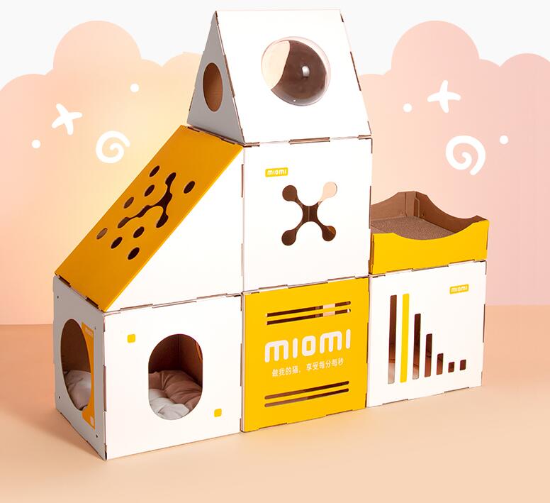 KFX-3734077 Eco-Friendly Corrugated Cat Villa House - Durable Cardboard Design for All Cat Breeds