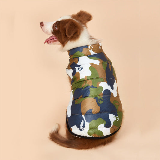 KFX-3735229 Pet Camouflage Plus Velvet Padded Jacket for Comfortable Warmth and Style