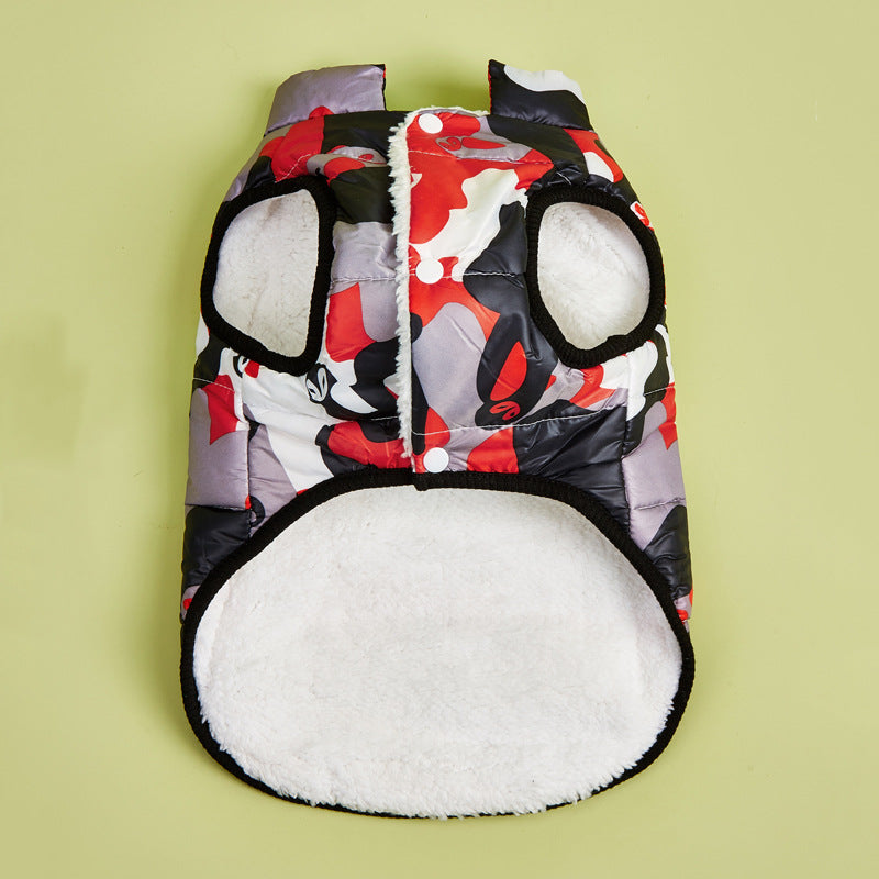 KFX-3735229 Pet Camouflage Plus Velvet Padded Jacket for Comfortable Warmth and Style