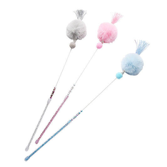 KFX-3735613 Colorful Beaded Cat Wand with Plush Accessories