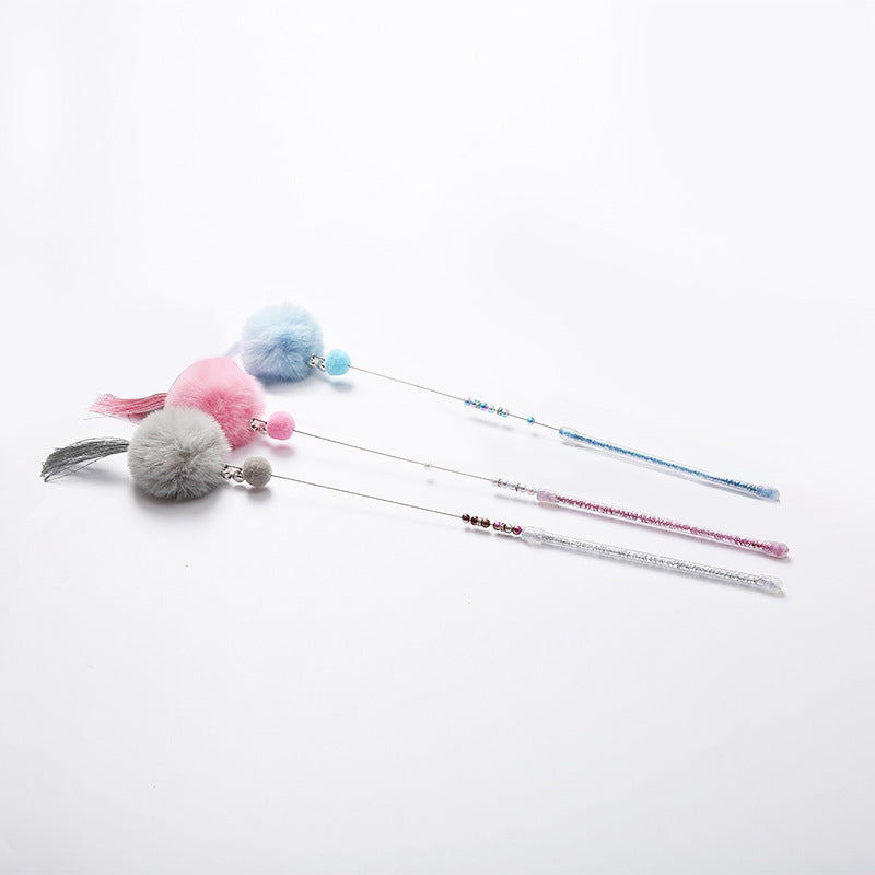 KFX-3735613 Colorful Beaded Cat Wand with Plush Accessories