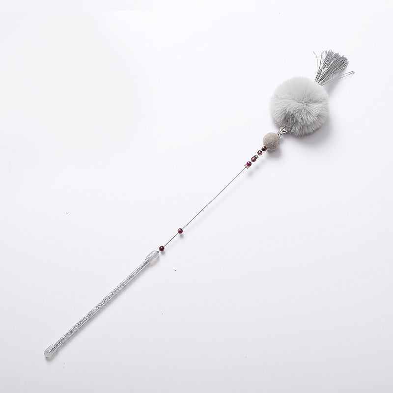 KFX-3735613 Colorful Beaded Cat Wand with Plush Accessories