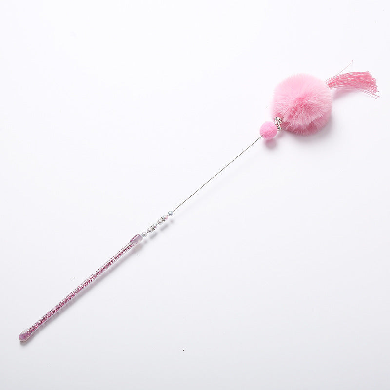 KFX-3735613 Colorful Beaded Cat Wand with Plush Accessories