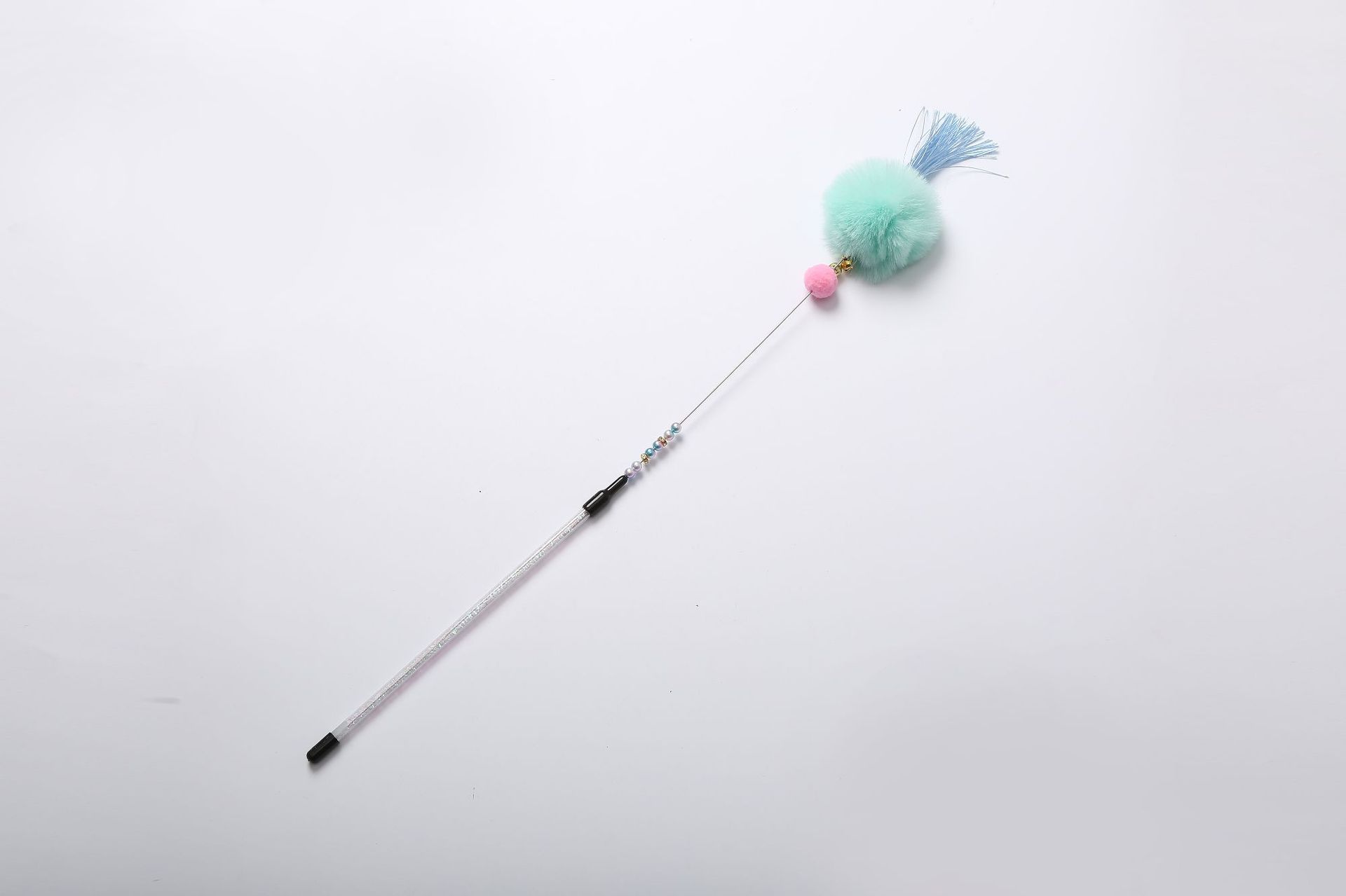 KFX-3735613 Colorful Beaded Cat Wand with Plush Accessories