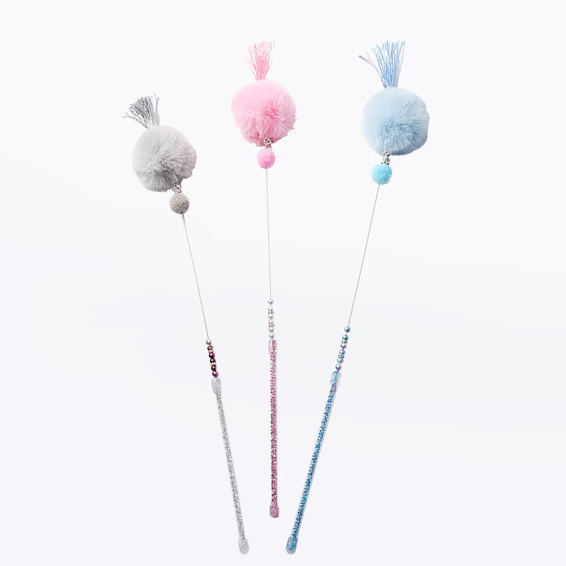 KFX-3735613 Colorful Beaded Cat Wand with Plush Accessories