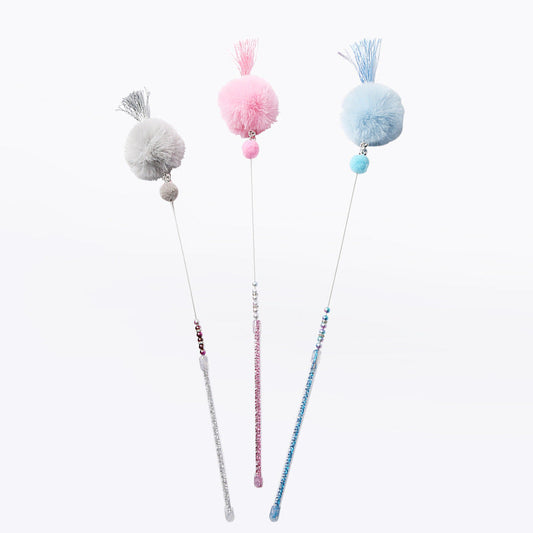 KFX-3735613 Colorful Beaded Cat Wand with Plush Accessories