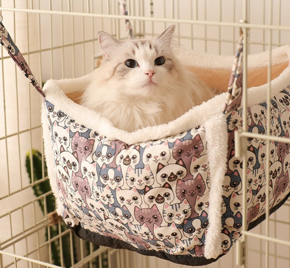 KFX-3740221 Multi-Functional Hanging Cat Hammock Nest - Flannel, PP Cotton, Cashmere, Alloy Materials