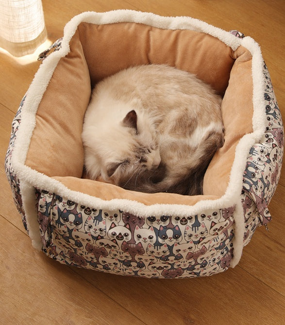 KFX-3740221 Multi-Functional Hanging Cat Hammock Nest - Flannel, PP Cotton, Cashmere, Alloy Materials