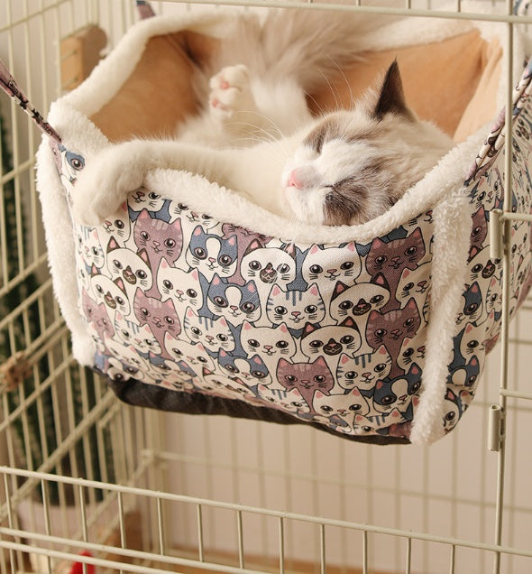 KFX-3740221 Multi-Functional Hanging Cat Hammock Nest - Flannel, PP Cotton, Cashmere, Alloy Materials