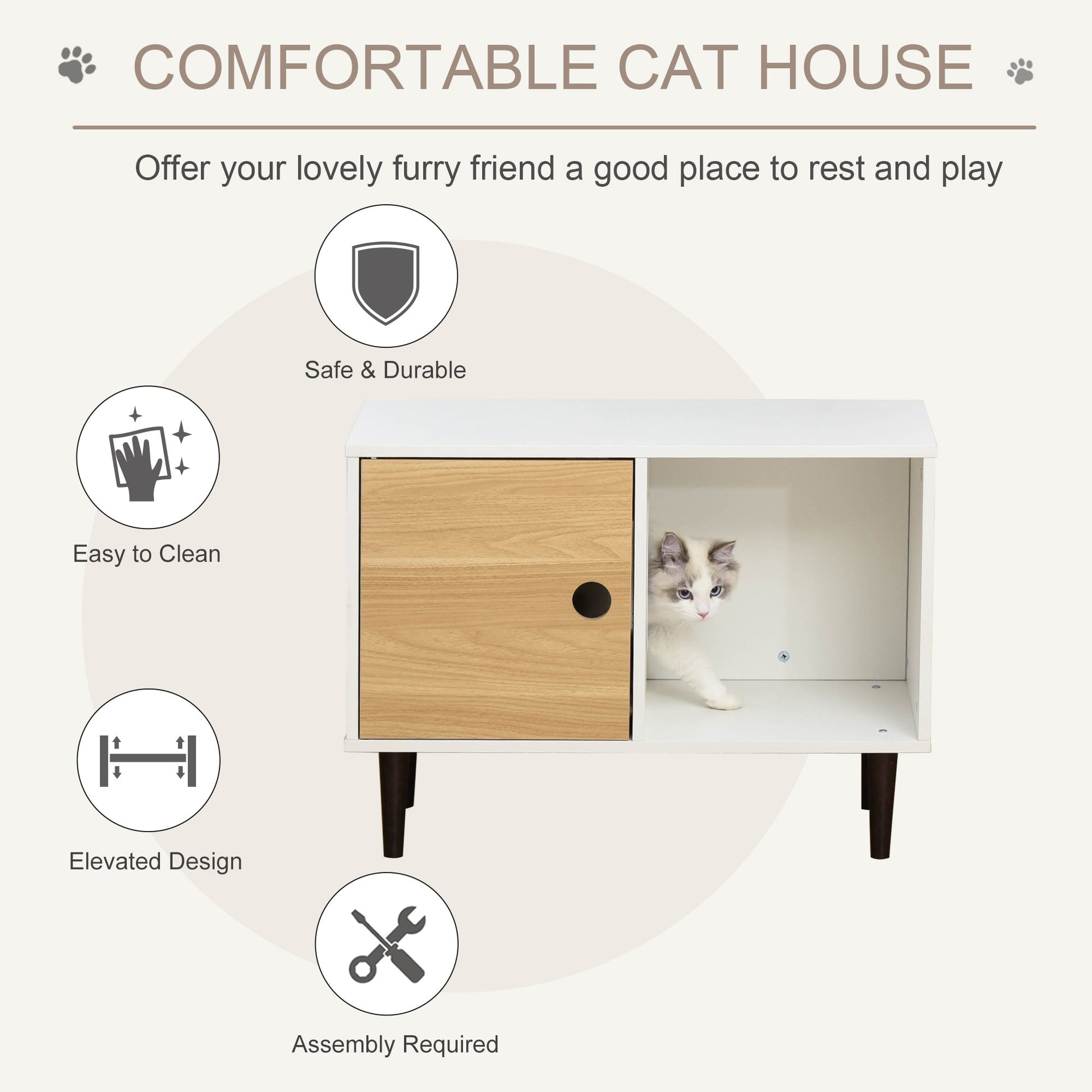 KFX-3742013 Cozy Cat House with Removable Cushion and Easy Access Design