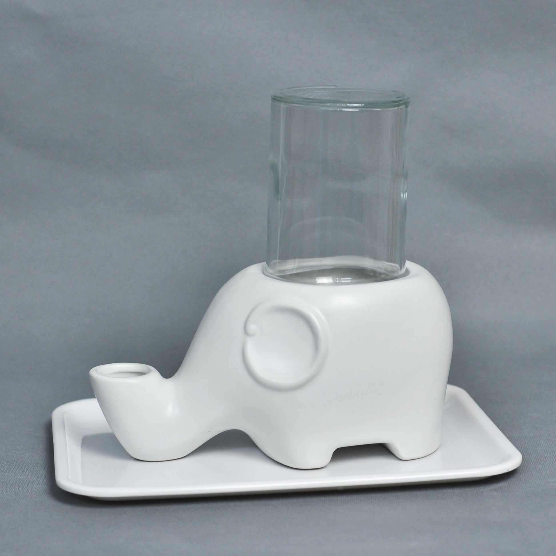 KFX-3742525 Ceramic Elephant Design Cat Drinking Fountain Bowl in Pink, 500ml Capacity