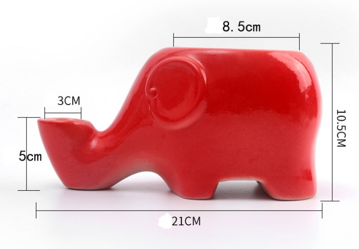 KFX-3742525 Ceramic Elephant Design Cat Drinking Fountain Bowl in Pink, 500ml Capacity