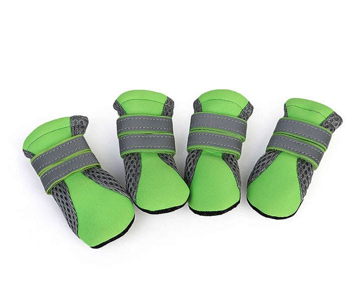 KFX-3743165 Comfortable Dog Walking Shoes with Reflective Design and Easy Fit in Pink, Green, and Black