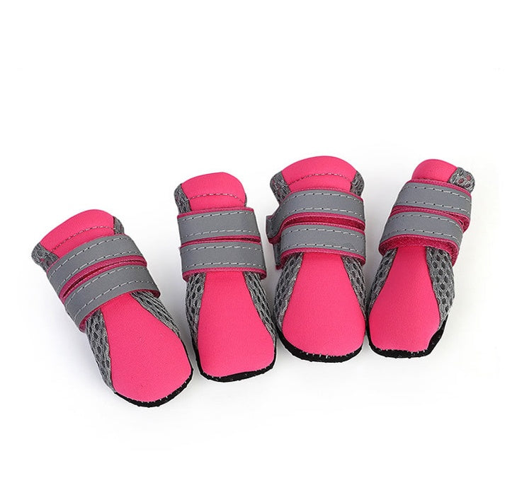 KFX-3743165 Comfortable Dog Walking Shoes with Reflective Design and Easy Fit in Pink, Green, and Black