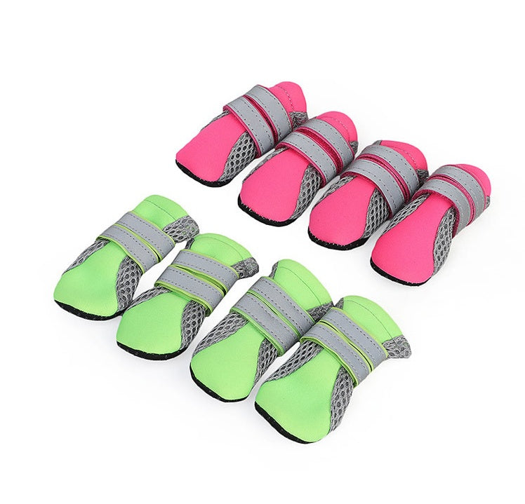 KFX-3743165 Comfortable Dog Walking Shoes with Reflective Design and Easy Fit in Pink, Green, and Black
