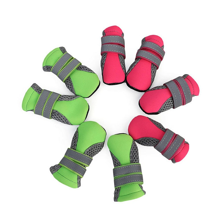 KFX-3743165 Comfortable Dog Walking Shoes with Reflective Design and Easy Fit in Pink, Green, and Black