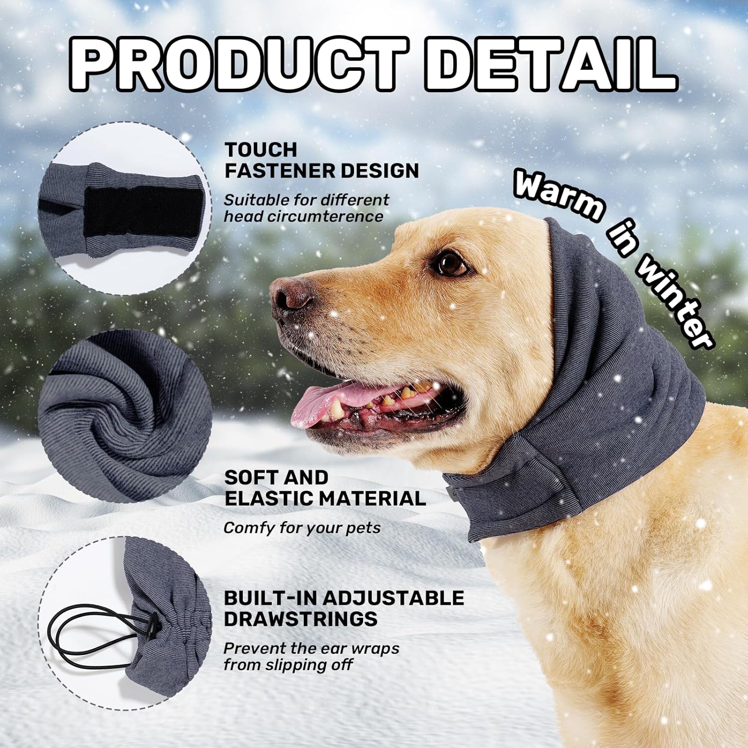 KFX-3743933 Dog Calming Hoodie and Adjustable Ear Wraps for Noise Protection and Anxiety Relief
