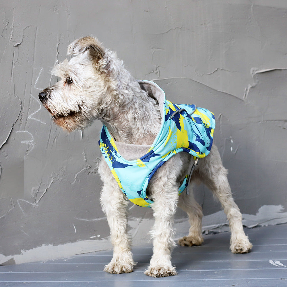 KFX-3744701 Waterproof Reflective Dog Jacket with Traction Rope in Red and Blue