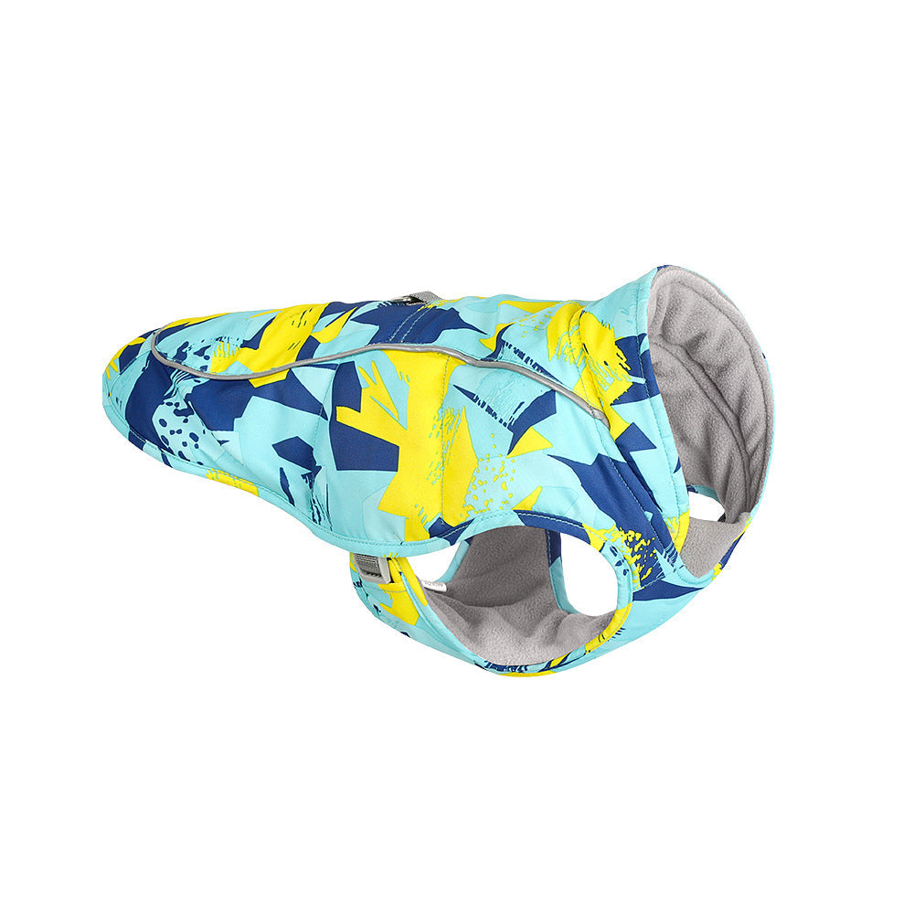 KFX-3744701 Waterproof Reflective Dog Jacket with Traction Rope in Red and Blue