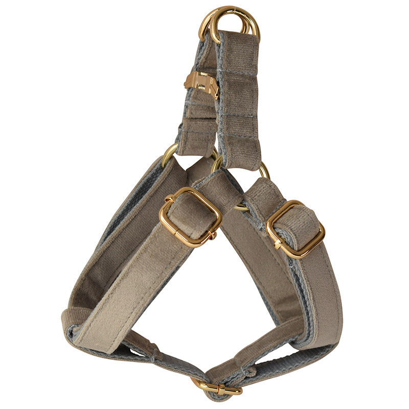 KFX-3745597 Pet Dog Flannel Chest Strap with Gold Buckle, Floral Bow, and Leash - Multiple Sizes Available