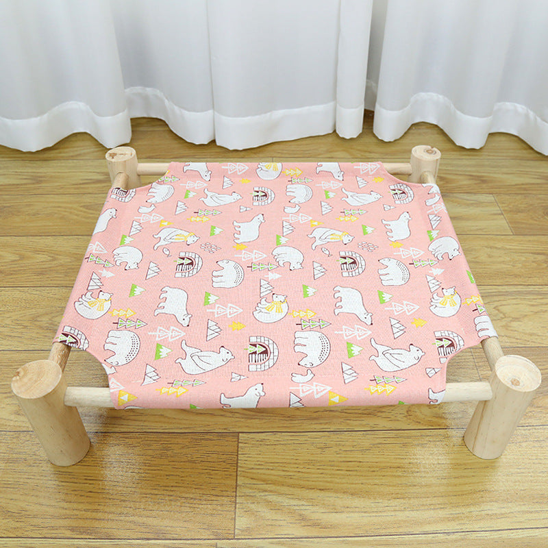 KFX-3746365 Wooden Camping Bed for Cats - 44x51cm Cat Litter Solution