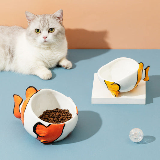 KFX-3746493 Ceramic Cat Bowl Designed to Support Cervical Spine Health with Automatic Feeding Feature
