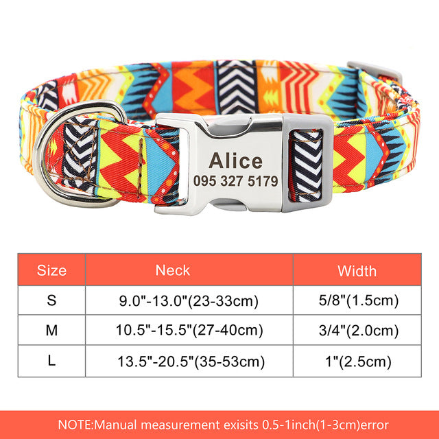 KFX-3748157 Personalized Nylon Dog Collar with Custom Nameplate ID Tag for Cats and Dogs