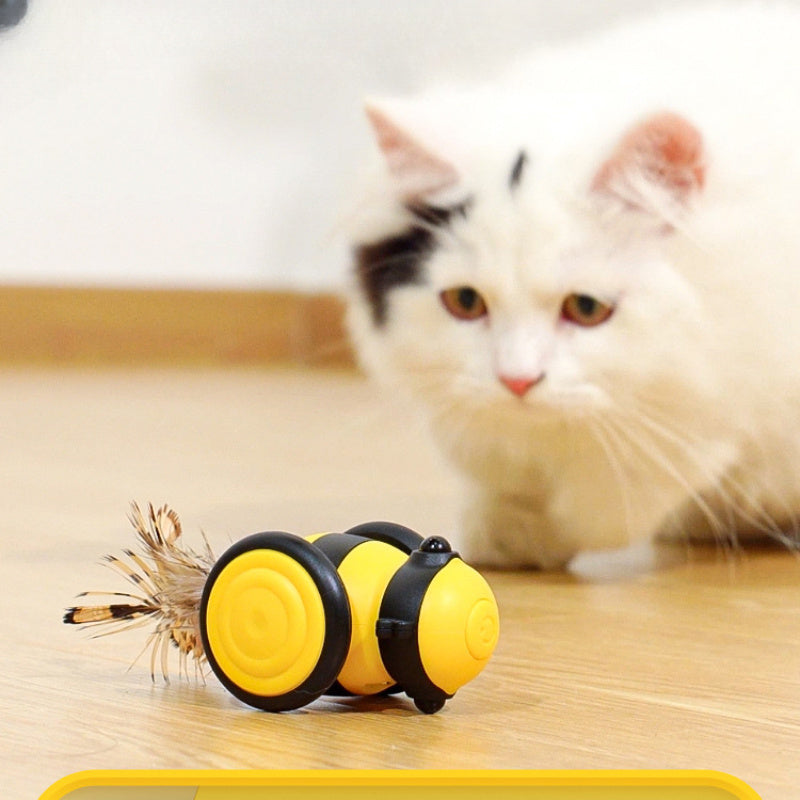 KFX-3749565 Electric Interactive Cat Toy with Teaser Feather and Random Movement for Engaging Playtime