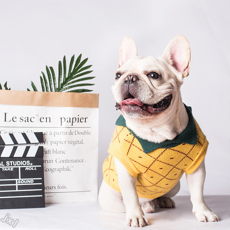 KFX-3750077 Cozy Cotton Dog Sweater in Yellow - Japanese and Korean Style, Multiple Sizes Available