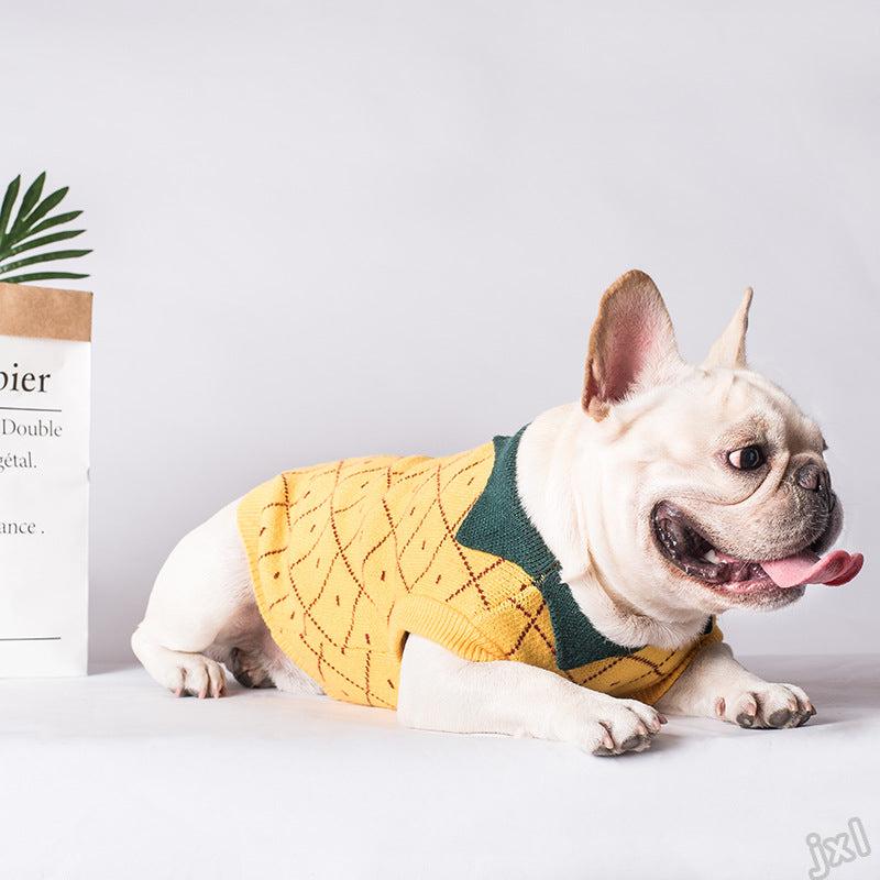 KFX-3750077 Cozy Cotton Dog Sweater in Yellow - Japanese and Korean Style, Multiple Sizes Available