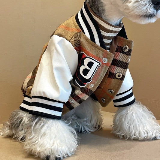 KFX-3751741 Winter Wool Pet Jacket for Dogs - Padded Outerwear for Schnauzer, Bichon, Teddy, Shiba Inu - Size XS to XL