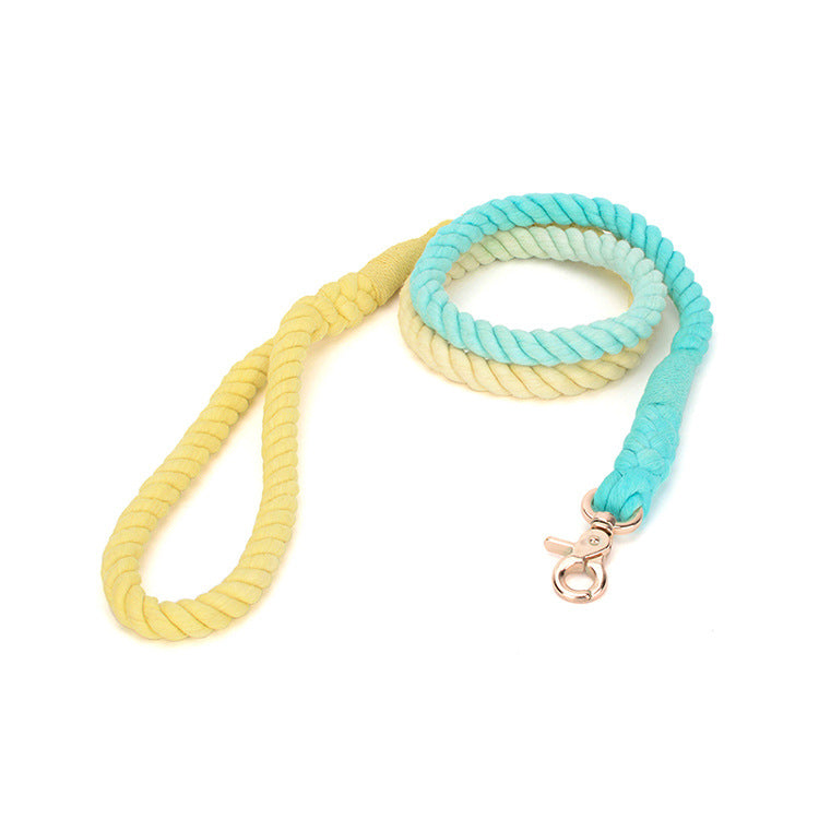 KFX-3751869 Colorful Hand-Dyed Woven Cotton Rope Dog Leash - 1.3cm x 150cm