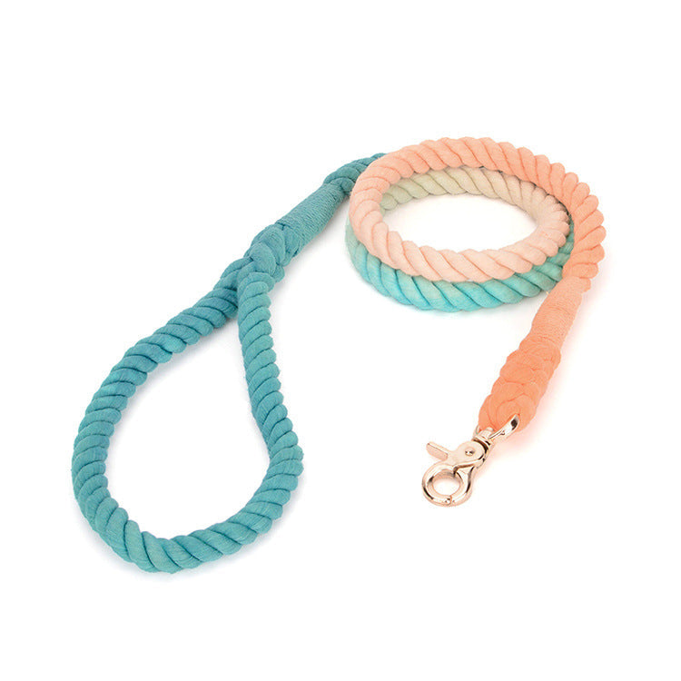 KFX-3751869 Colorful Hand-Dyed Woven Cotton Rope Dog Leash - 1.3cm x 150cm