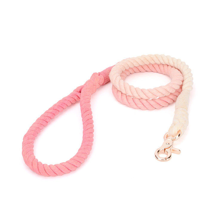 KFX-3751869 Colorful Hand-Dyed Woven Cotton Rope Dog Leash - 1.3cm x 150cm