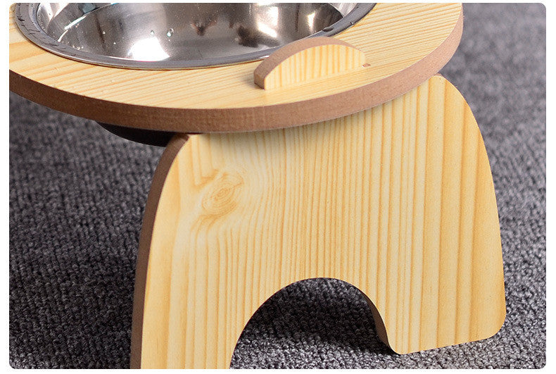 KFX-3752253 Cervical Spine Double Bowl Dog Food Stand with Wooden Base