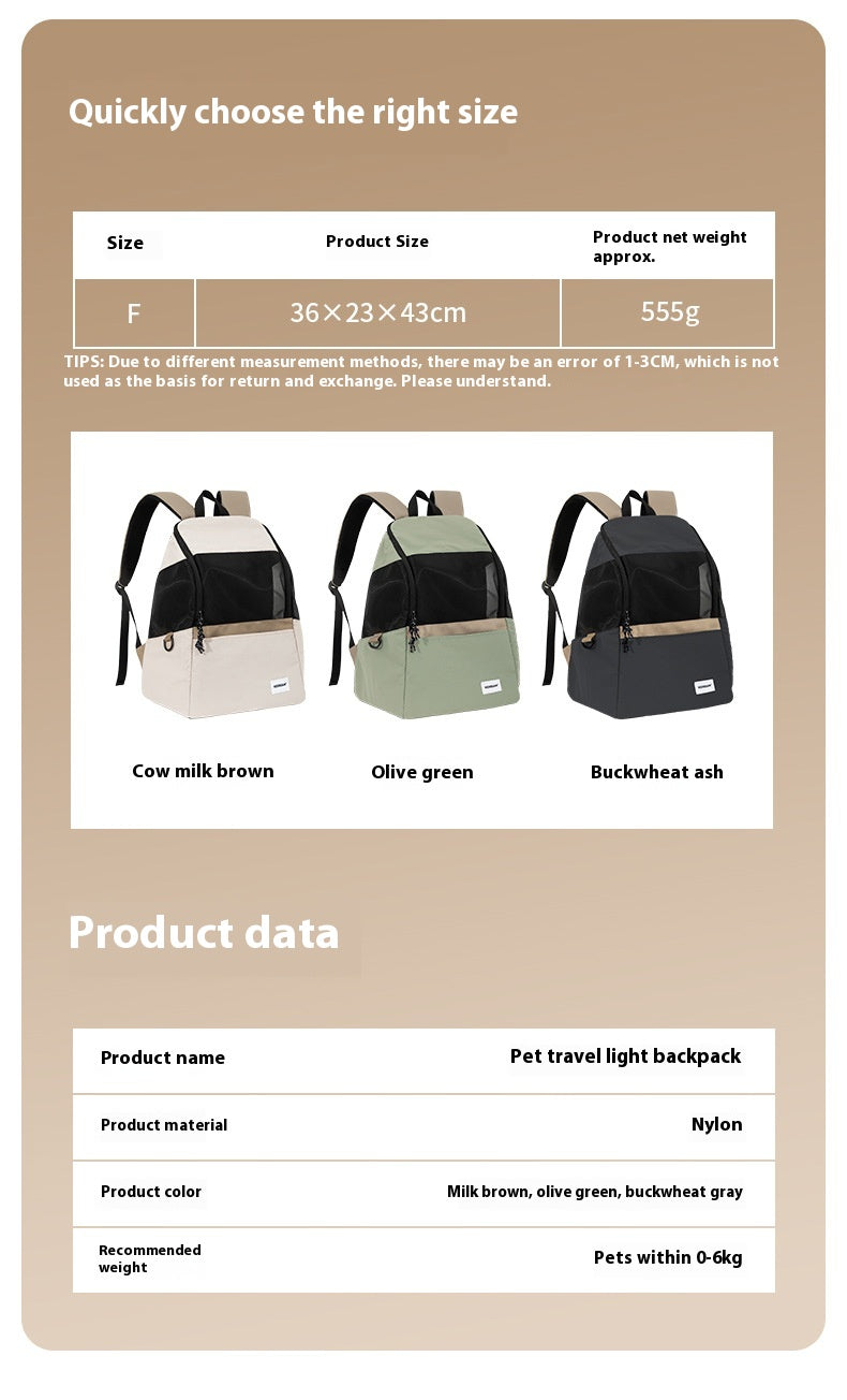 KFX-3754301 Lightweight Portable Pet Backpack for Small Pets - Breathable Design for All Seasons