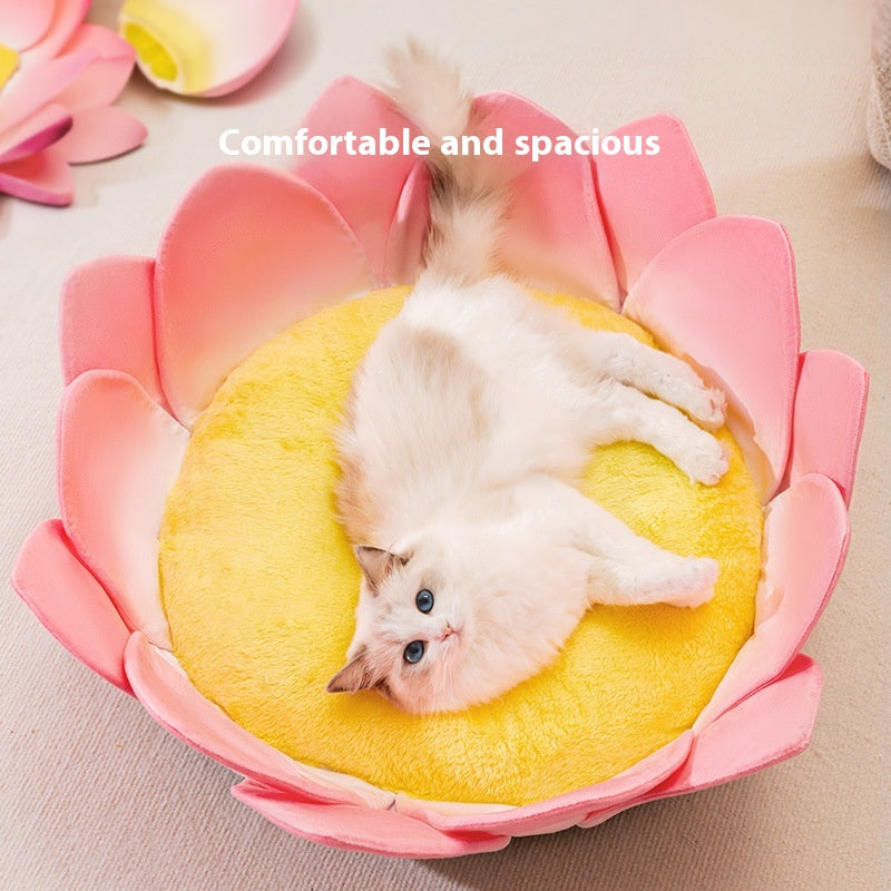 KFX-3756093 Lotus Pink Thermal Cat Nest with Ultra-Soft Crystal Material for All Seasons
