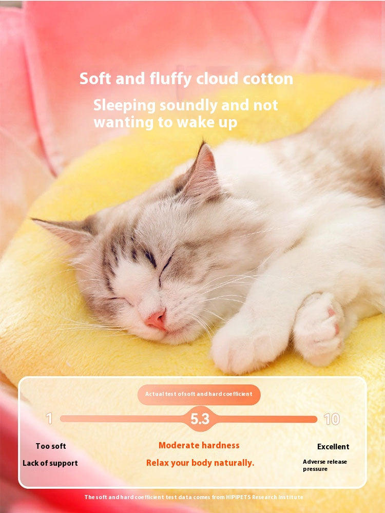KFX-3756093 Lotus Pink Thermal Cat Nest with Ultra-Soft Crystal Material for All Seasons