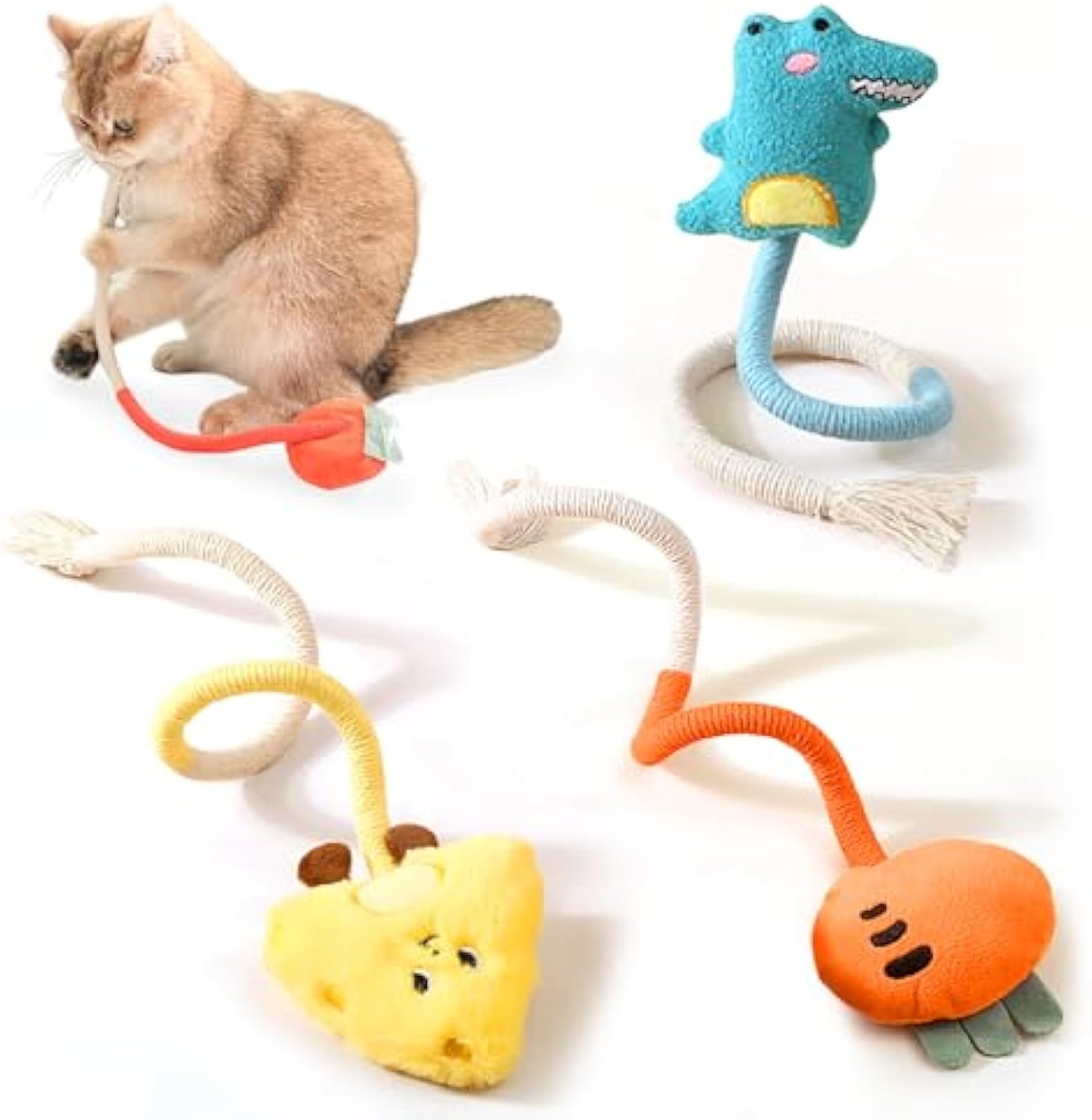 KFX-3756221 Sisal Rope Cat Chew Toys with Catnip and Silvervine - Safe, Bite-Resistant Dental Fun for Indoor Cats