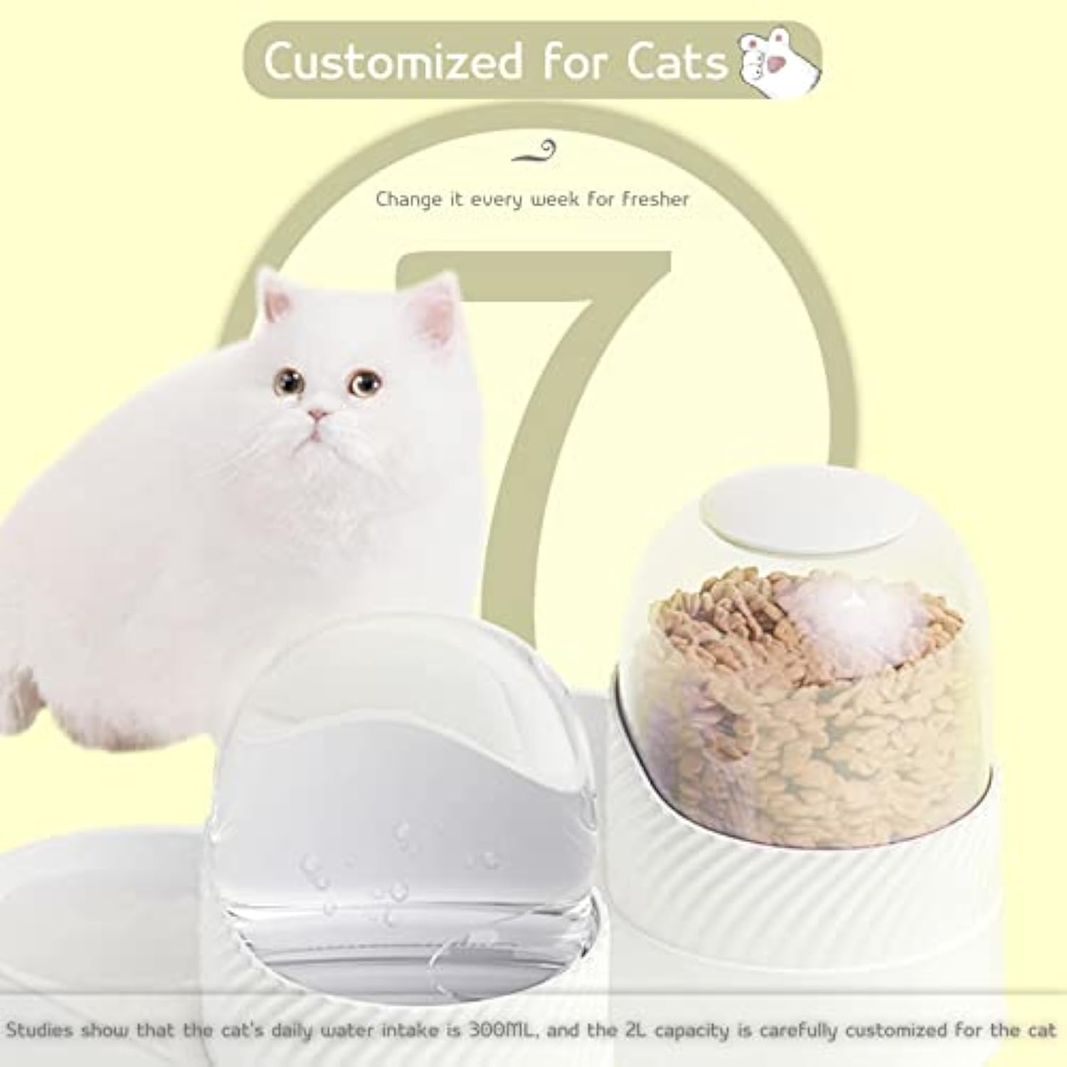 KFX-3759293 Cat Feeder and Water Dispenser Set - 2L Capacity Automatic Food and Water Bowl for Healthy Eating Habits