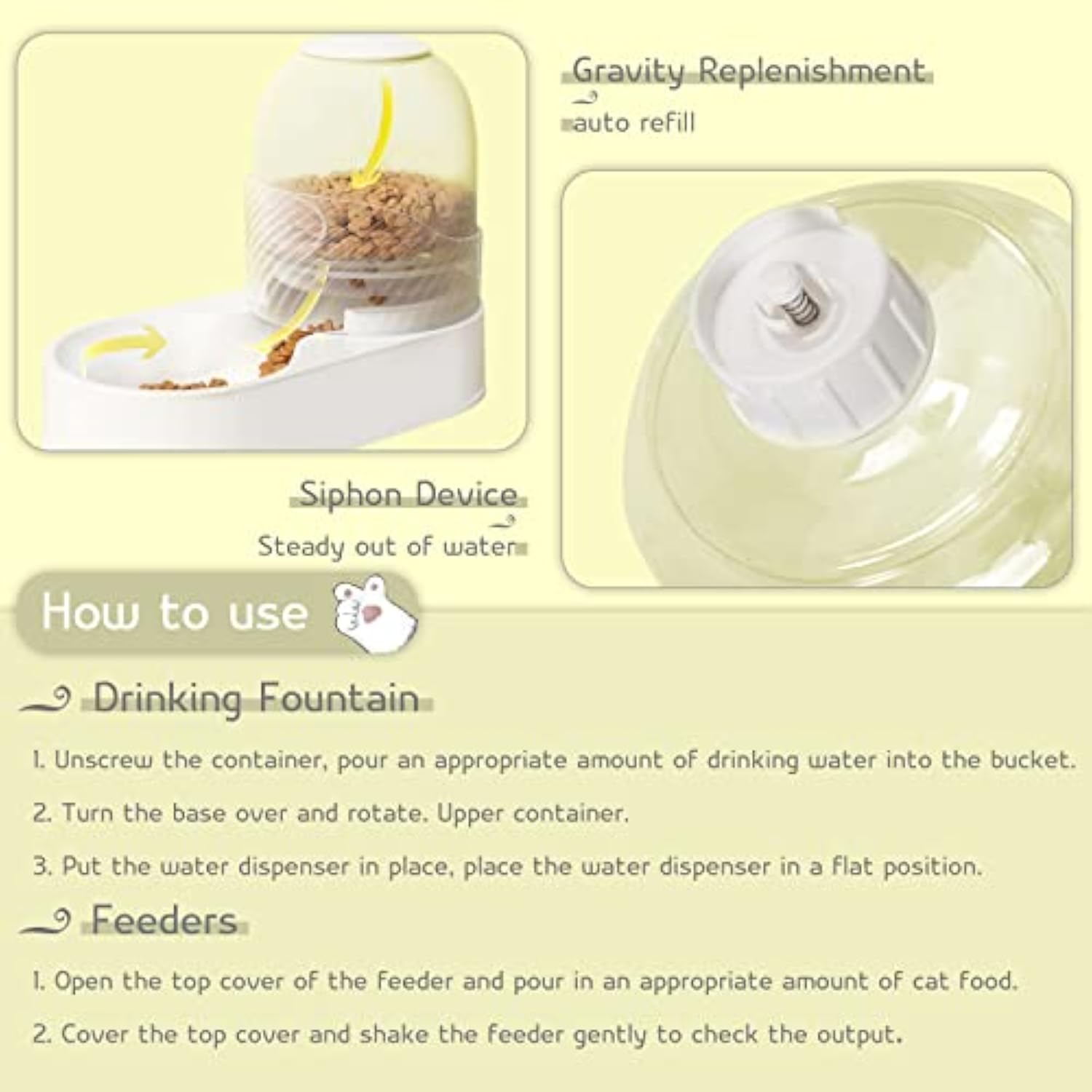KFX-3759293 Cat Feeder and Water Dispenser Set - 2L Capacity Automatic Food and Water Bowl for Healthy Eating Habits