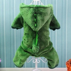 KFX-3760189 Soft Cotton Green Tyrannosaurus Rex Hooded Coat for Pets in Multiple Sizes