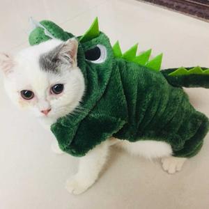 KFX-3760189 Soft Cotton Green Tyrannosaurus Rex Hooded Coat for Pets in Multiple Sizes