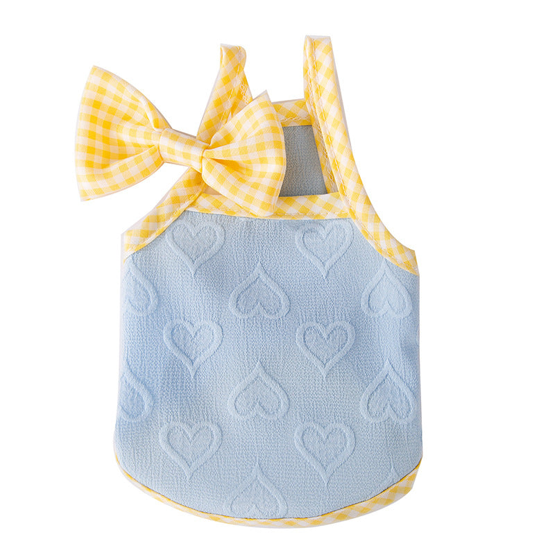 KFX-3763389 Bow Suspenders Vest for Small Dogs - Elastic Casual Pet Clothing in Bundy Blue, A & L Pink, Rock Yellow