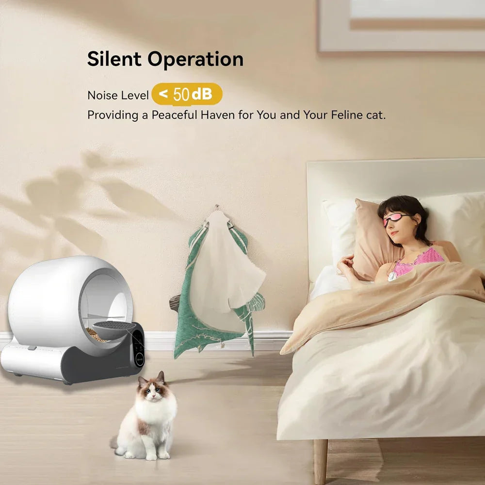 KFX-376339 Smart Automatic Self-Cleaning Cat Litter Box with Odor Control and App Connectivity, 66L Capacity, Eco-Friendly Design